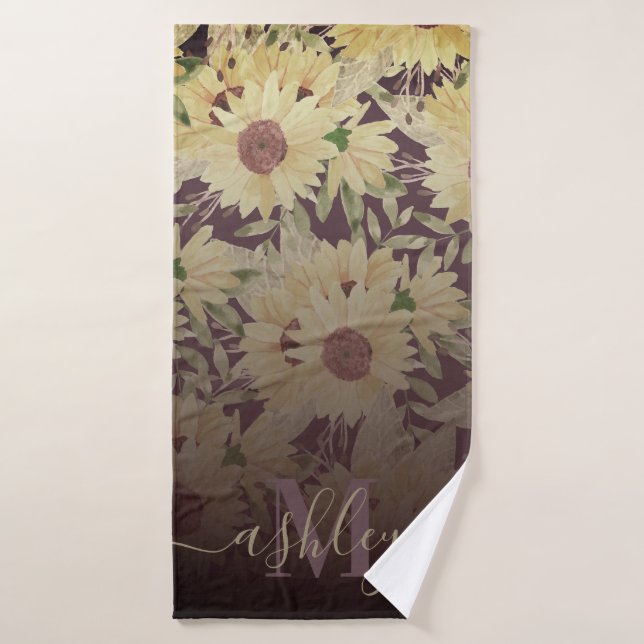 Watercolor Sunflower Bath Towel (Bath Towel)