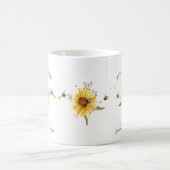 Watercolor Sunflower Bees Best Mom Ever Script Coffee Mug (Center)