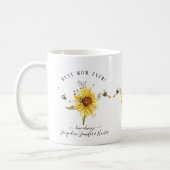 Watercolor Sunflower Bees Best Mom Ever Script Coffee Mug (Left)