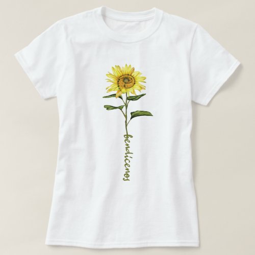 Watercolor Sunflower Bendicenos T_Shirt