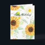 Watercolor Sunflower Birthday Card<br><div class="desc">Watercolor Sunflower Birthday Card.</div>