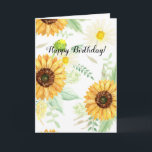 Watercolor Sunflower Birthday Card<br><div class="desc">Watercolor Sunflower Birthday Card.</div>