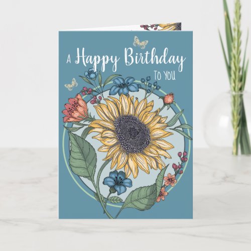 Watercolor Sunflower Birthday Card