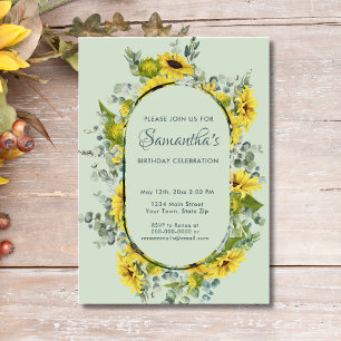 Watercolor Sunflower Birthday Party Invitation