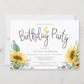 Watercolor Sunflower Birthday Party Invitation (Front)