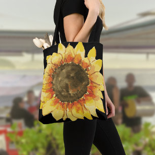 Watercolor Sunflower Bloom Tote Bag