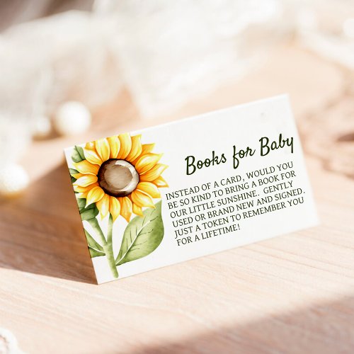 Watercolor Sunflower Book Request Baby Shower Enclosure Card