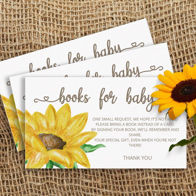 Watercolor Sunflower books for baby ticket  Enclosure Card (Creator Uploaded)