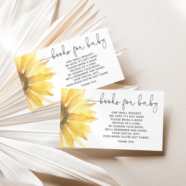 Watercolor sunflower books for baby ticket enclosure card (Creator Uploaded)