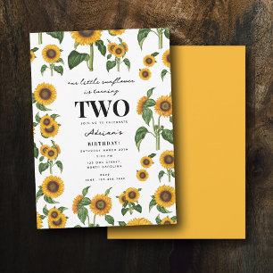 Watercolor Sunflower Botanical Foliage Birthday Invitation