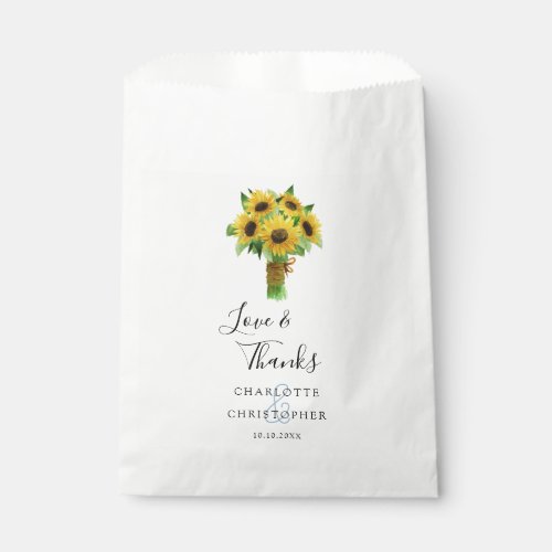 watercolor sunflower bouquet favor bag