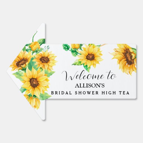 Watercolor Sunflower Bouquet Tea Party Welcome  Sign