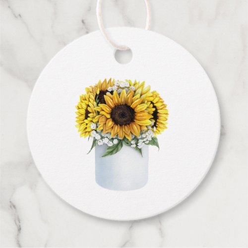 Watercolor Sunflower Bouquet Thank You Favor Tags