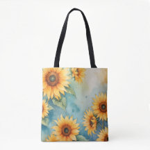 Watercolor Sunflower Breeze Tote Bag