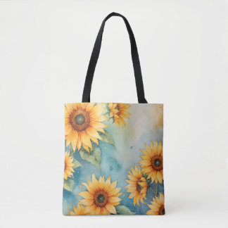 Watercolor Sunflower Breeze Tote Bag
