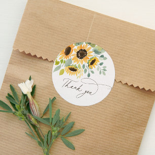 Watercolor Sunflower Bridal Shower Classic Round Sticker