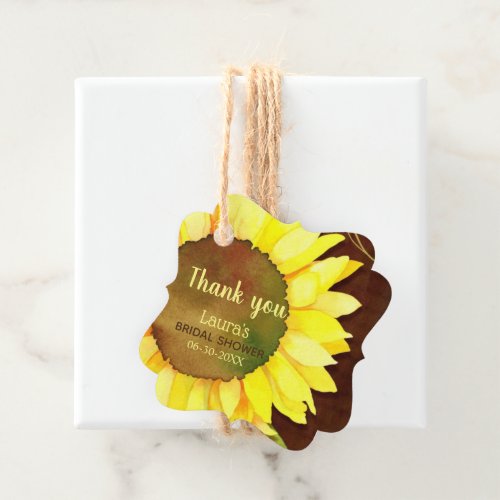 Watercolor Sunflower Bridal Shower Favor Tags