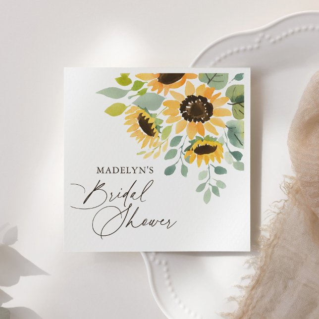 Watercolor Sunflower Bridal Shower Napkins (Creator Uploaded)