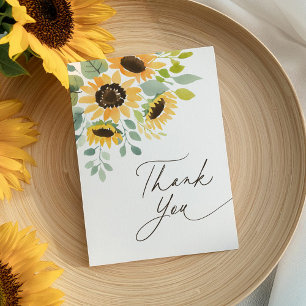 Watercolor Sunflower Bridal Shower Thank You Card