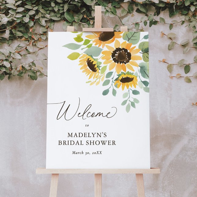 Watercolor Sunflower Bridal Shower Welcome Sign (Creator Uploaded)