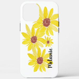 Watercolor Sunflower Buds Floral Monogrammed iPhone 12 Pro Max Case