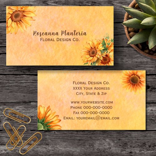 Watercolor Sunflower Business Card