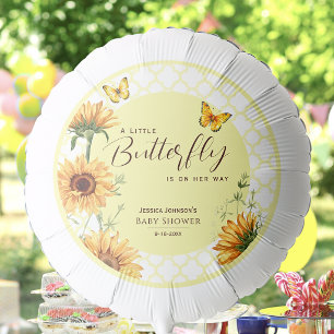Watercolor Sunflower Butterfly Baby Shower Balloon