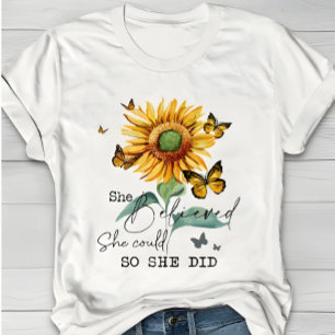 Watercolor Sunflower & Butterfly Inspirational T-Shirt