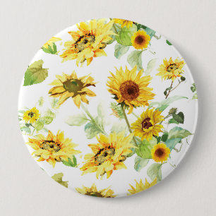 Watercolor Sunflower Button