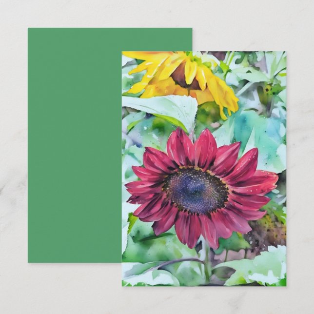 Watercolor Sunflower cards - blank inside (Front/Back)
