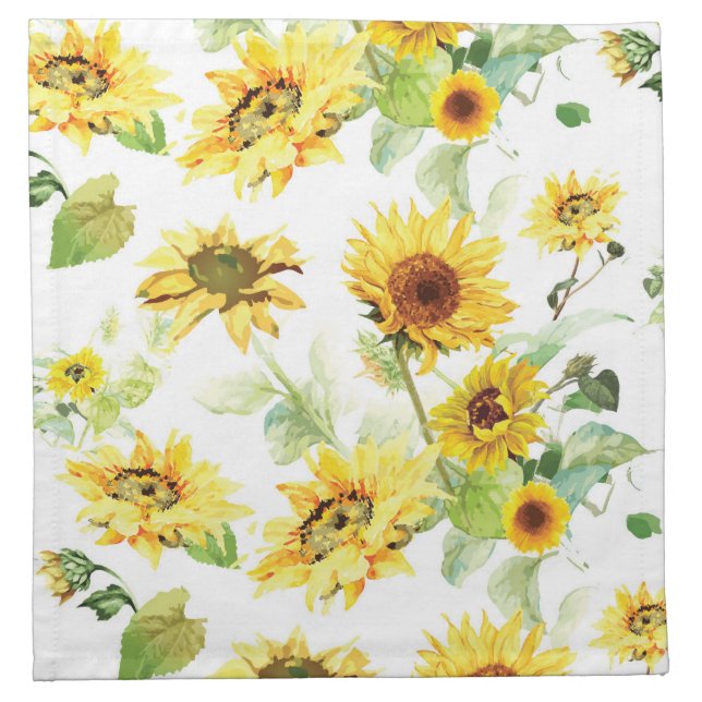 Watercolor Sunflower Cloth Napkin (Front)