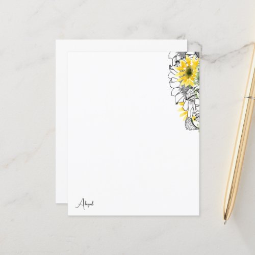 Watercolor Sunflower Custom Note