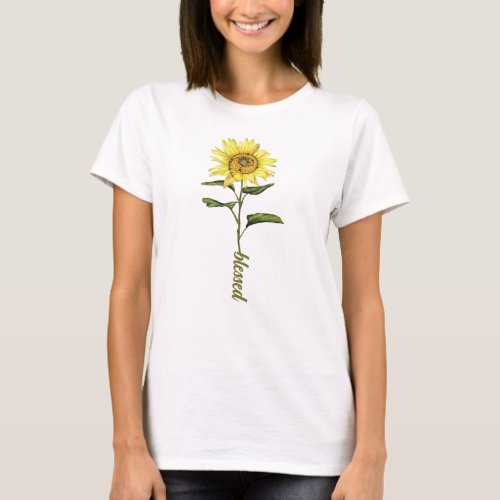 Watercolor Sunflower Customizable T_Shirt