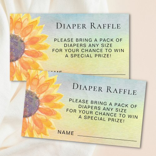 Watercolor Sunflower Diaper Raffle Baby Shower Enclosure Card