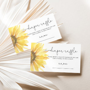 Watercolor sunflower diaper raffle ticket enclosure card
