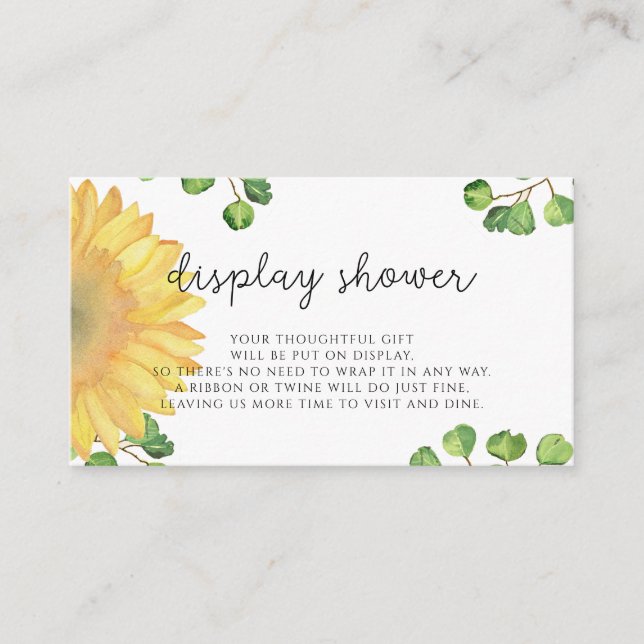 Watercolor sunflower Display shower Enclosure Card (Front)