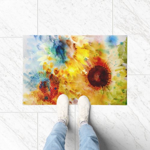 Watercolor Sunflower Doormat