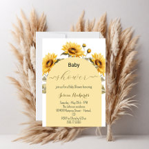 Watercolor Sunflower Elegant Baby Shower