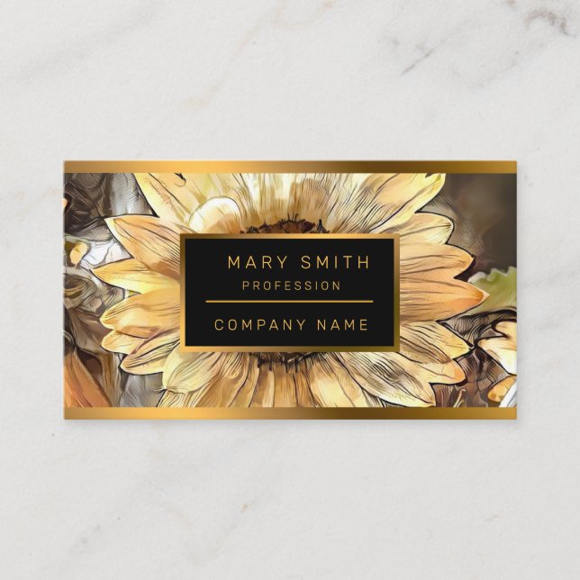 Watercolor Sunflower Elegant Collection Business Card (Front)