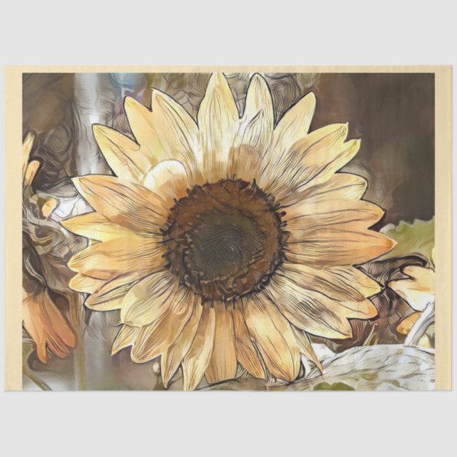 Watercolor Sunflower Elegant Collection Tissue Paper (Front)