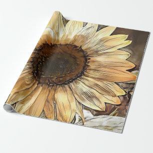 Watercolor Sunflower Elegant Collection Wrapping Paper