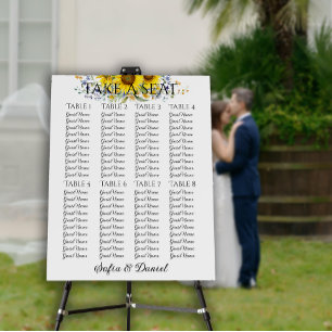 Watercolor sunflower elegant wedding Seating Chart Foam Board