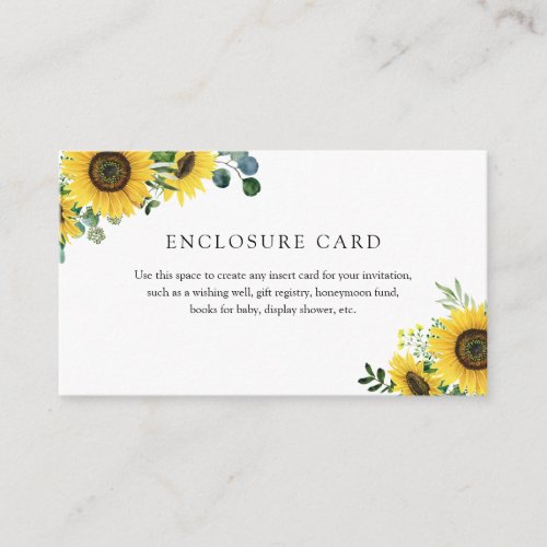 Watercolor Sunflower Enclosure Card