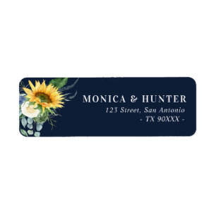 watercolor sunflower eucalyptus address label