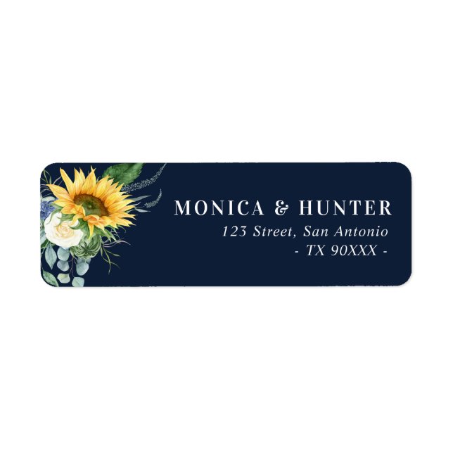 watercolor sunflower eucalyptus address label (Front)
