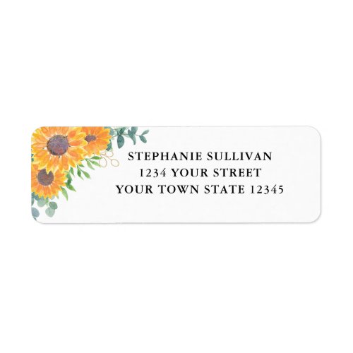 Watercolor Sunflower Eucalyptus Address Label