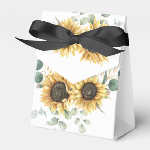 Watercolor Sunflower Eucalyptus Bridal Shower Favor Boxes