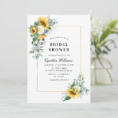 watercolor sunflower eucalyptus bridal shower invitation (Standing Front)