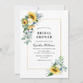 watercolor sunflower eucalyptus bridal shower invitation (Front)