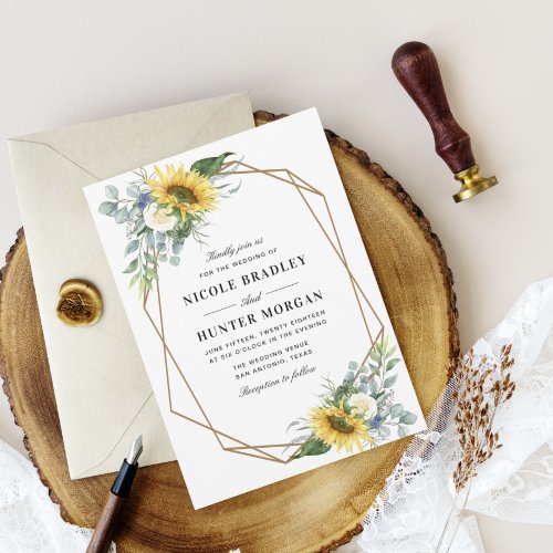 watercolor sunflower eucalyptus bridal shower invitation